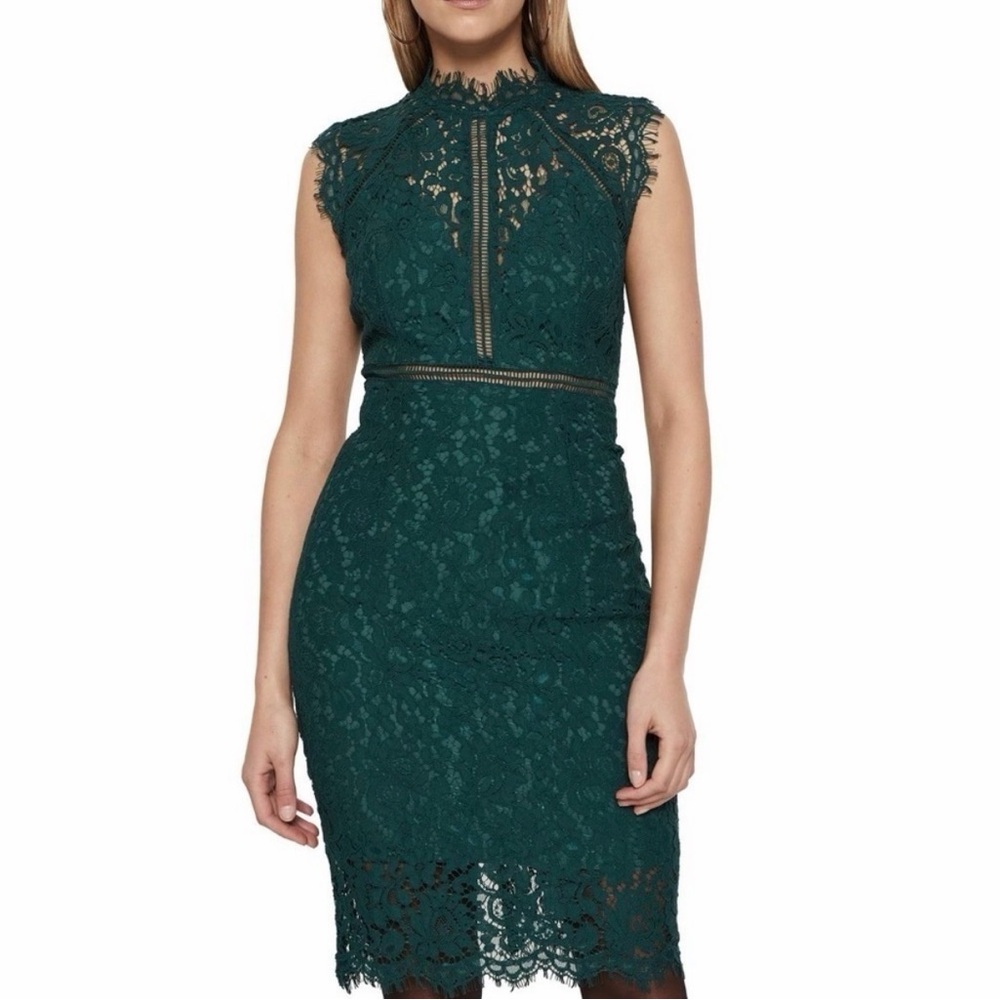 Bardot Teal Lace Midi Dress
